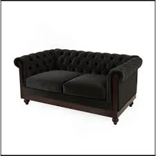 Black Velvet Chesterfield Sofa
