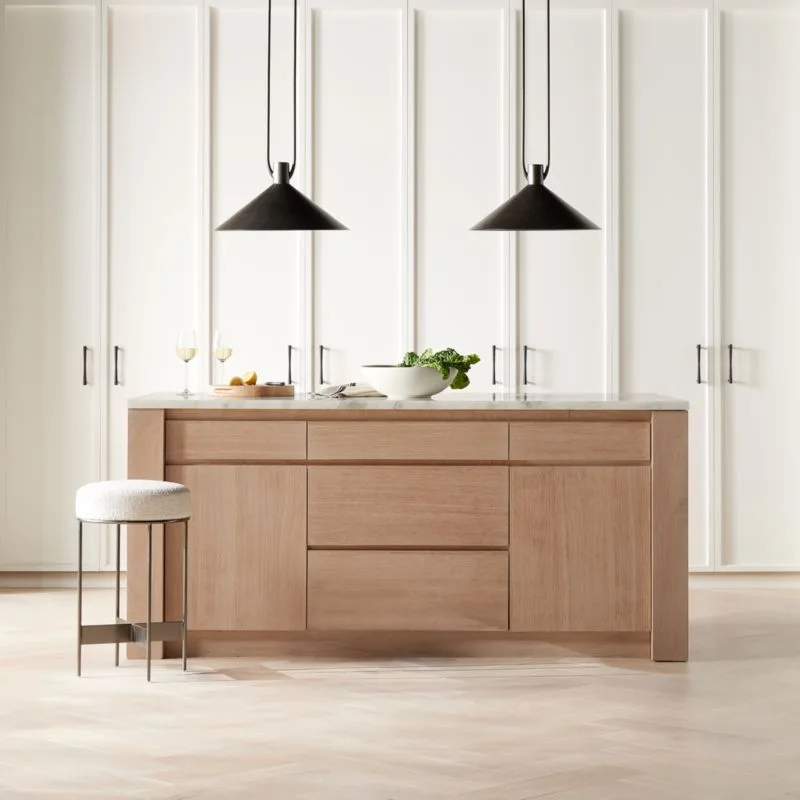 Terra Natural Oak and Marble Kitchen Island
