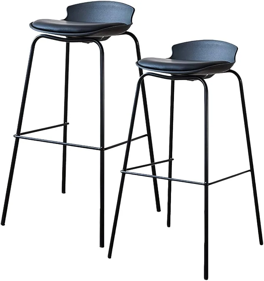 Modern Black Leather Counter Stool