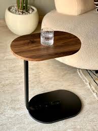 Seoul Oval Wood and Metal Side Table