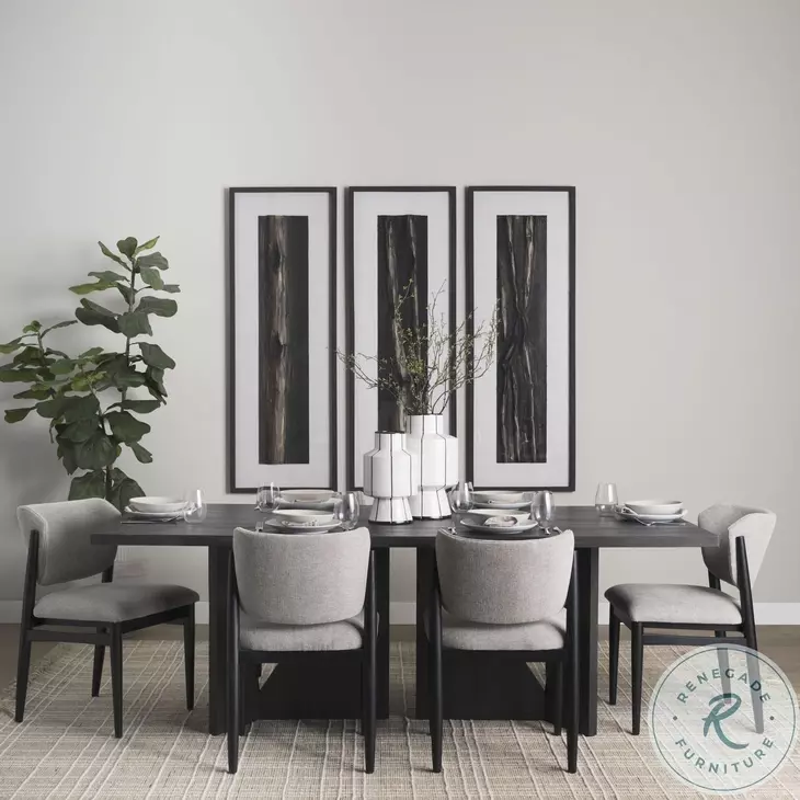 Textured Black Rectangular Dining Table
