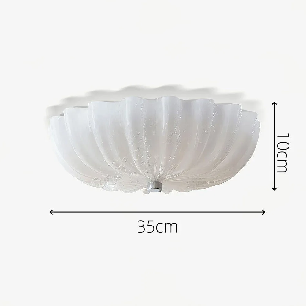 Ribbed White Glass Ceiling Fixture