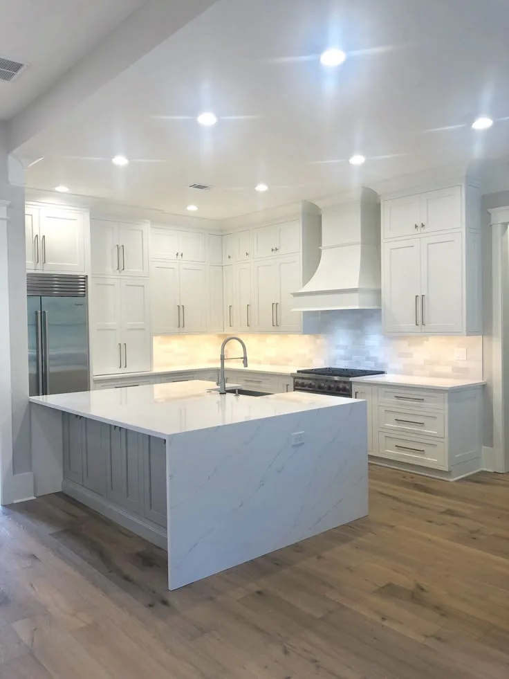White Stone Kitchen Island