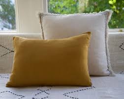 Yellow Linen Rectangular Throw Pillow