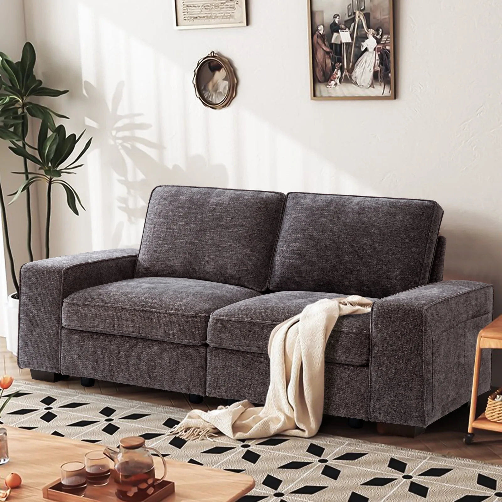 Dark Gray Textured Sofa