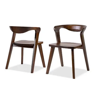 Shelun Mid-Century Modern Walnut Dining Chair