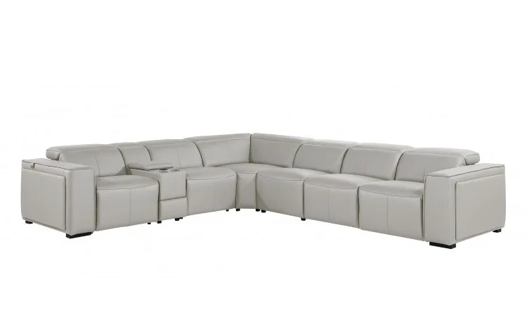 Modern Gray Leather Sectional Sofa