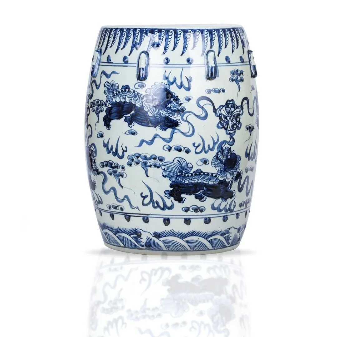 Blue and White Porcelain Garden Stool