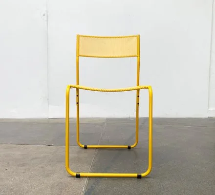 Mid-Century Italian Yellow Metal Wire Accent Chair
