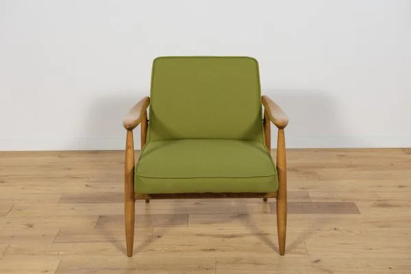Mid-Century Modern Green Fabric Armchair
