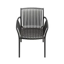 Matte Black Metal Outdoor Armchair