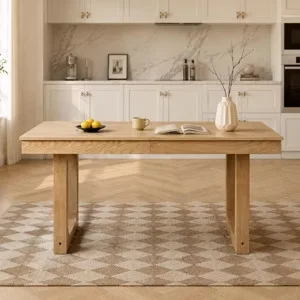 Natural Wood Rectangular Dining Table