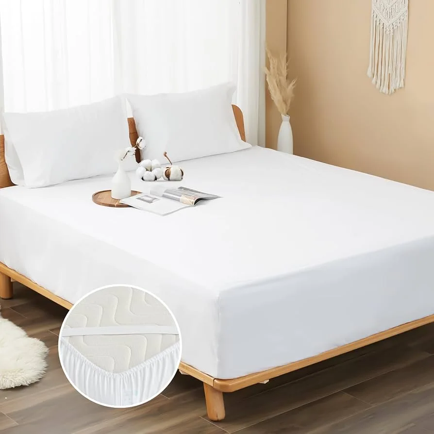 Solid White Cotton Fitted Sheet