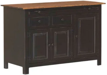 Distressed Black and Wood Sideboard