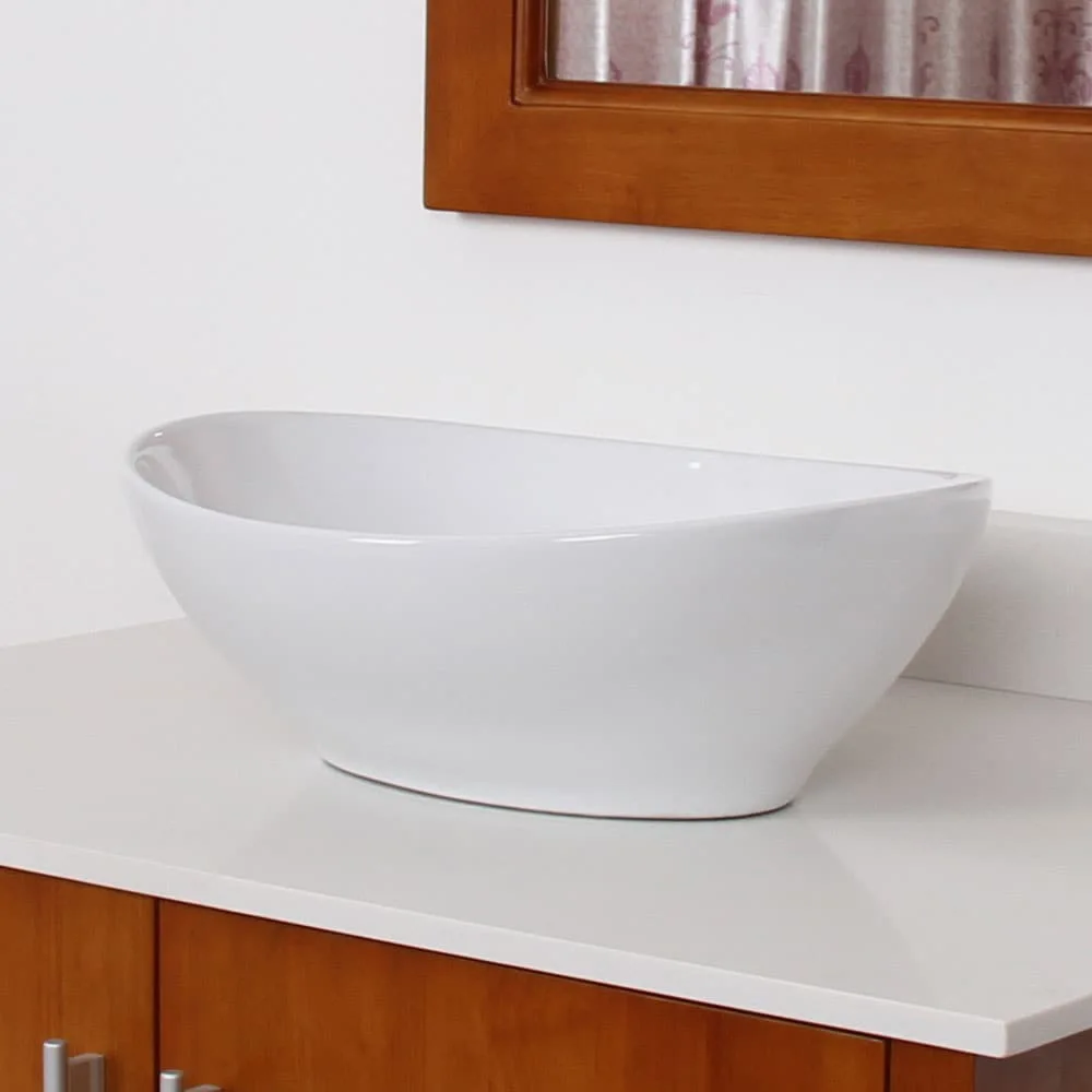 White Ceramic Oval Vessel Sink