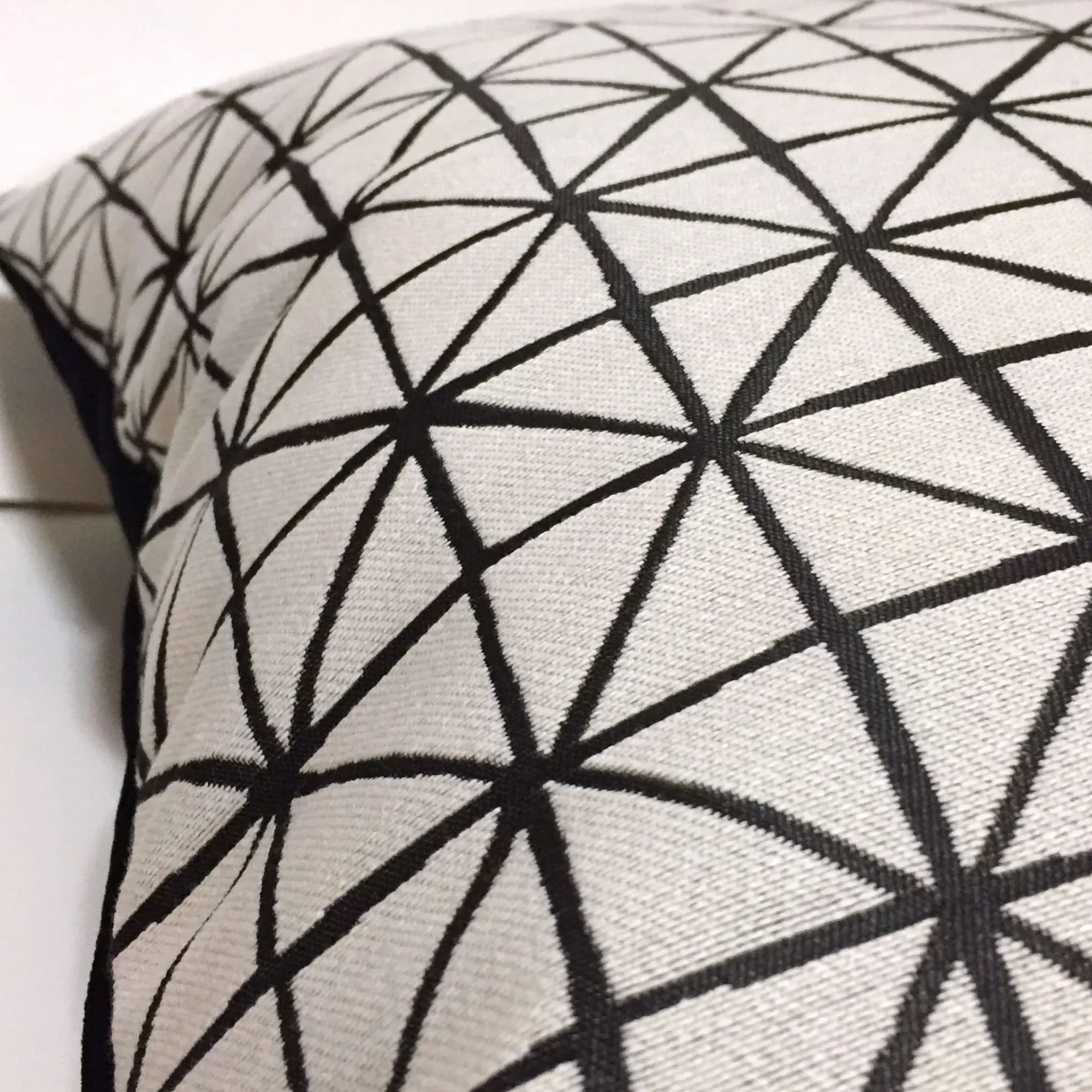 Modern Geometric Grid Black Off-White Pillow Cover