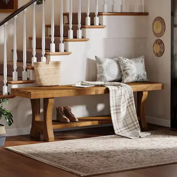 Rustic Wooden Entryway Bench