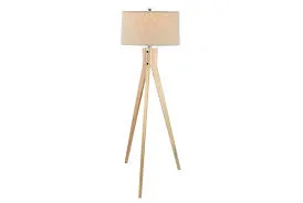 Natural Wood Tripod Floor Lamp
