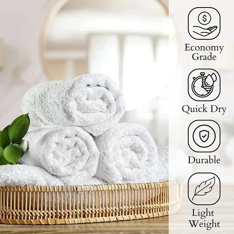 Solid White Cotton Rolled Towels