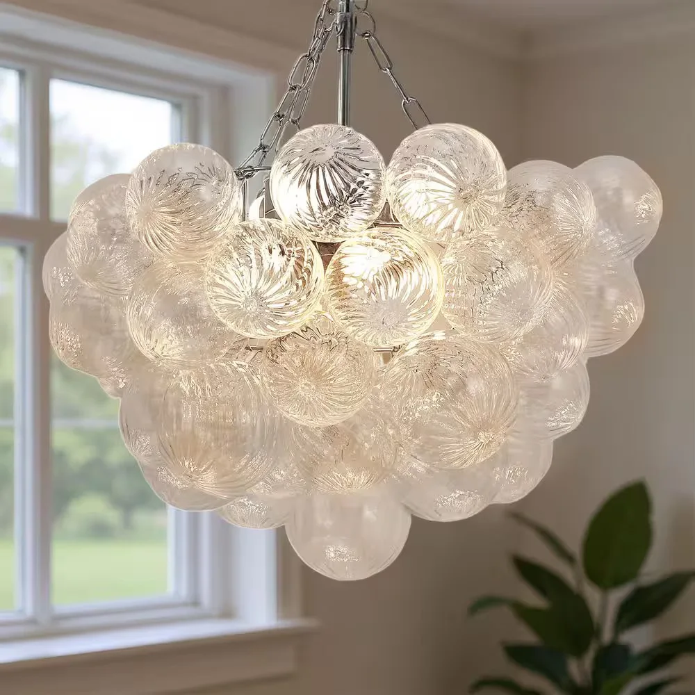 Ribbed Glass Bubble Chandelier