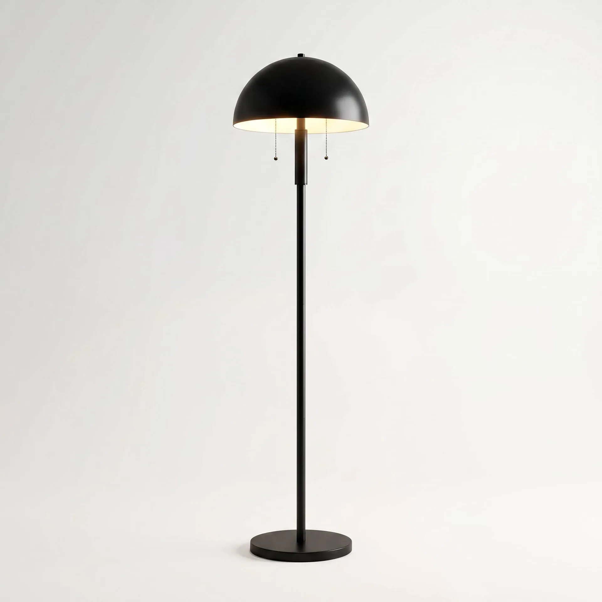Rhys Matte Black Metal Dome Floor Lamp
