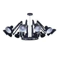 Matte Black Metal Spider Chandelier