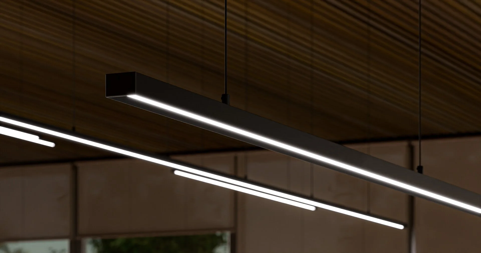 Matte Black Linear Pendant Light