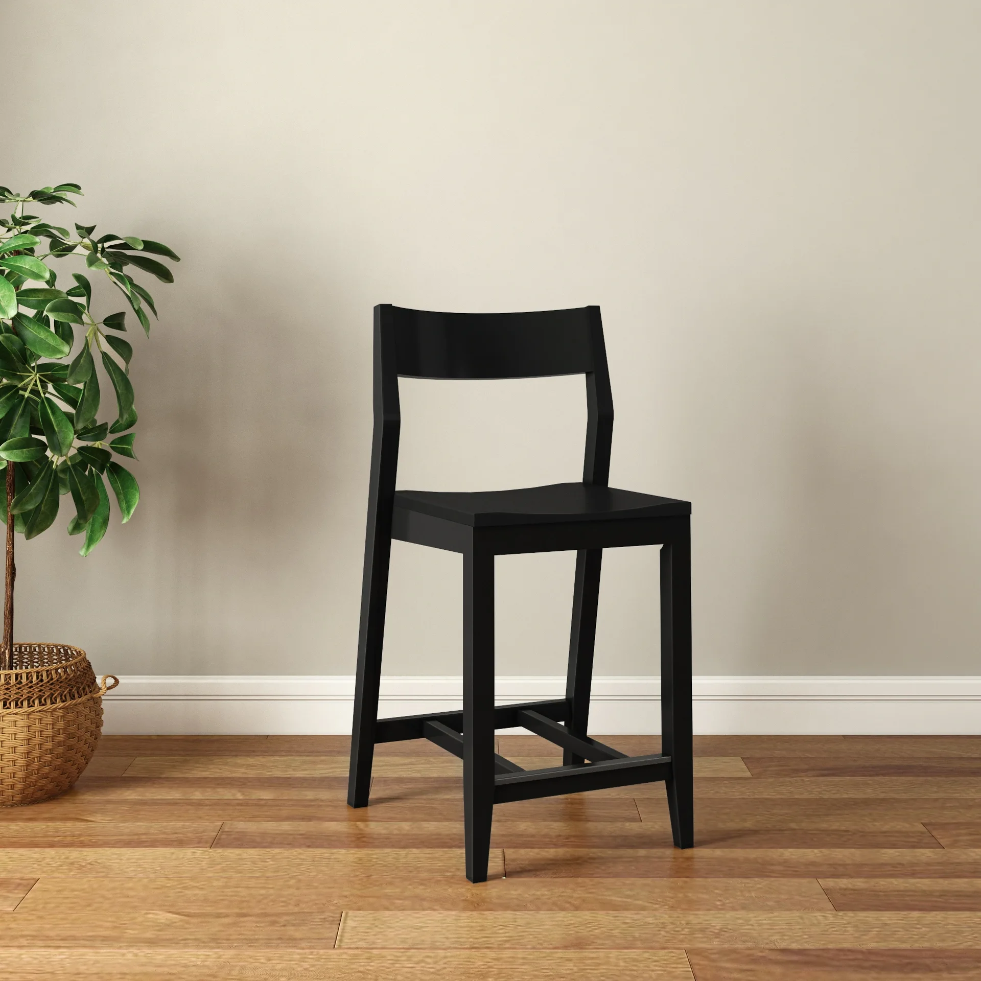 Modern Solid Wood Counter Stool