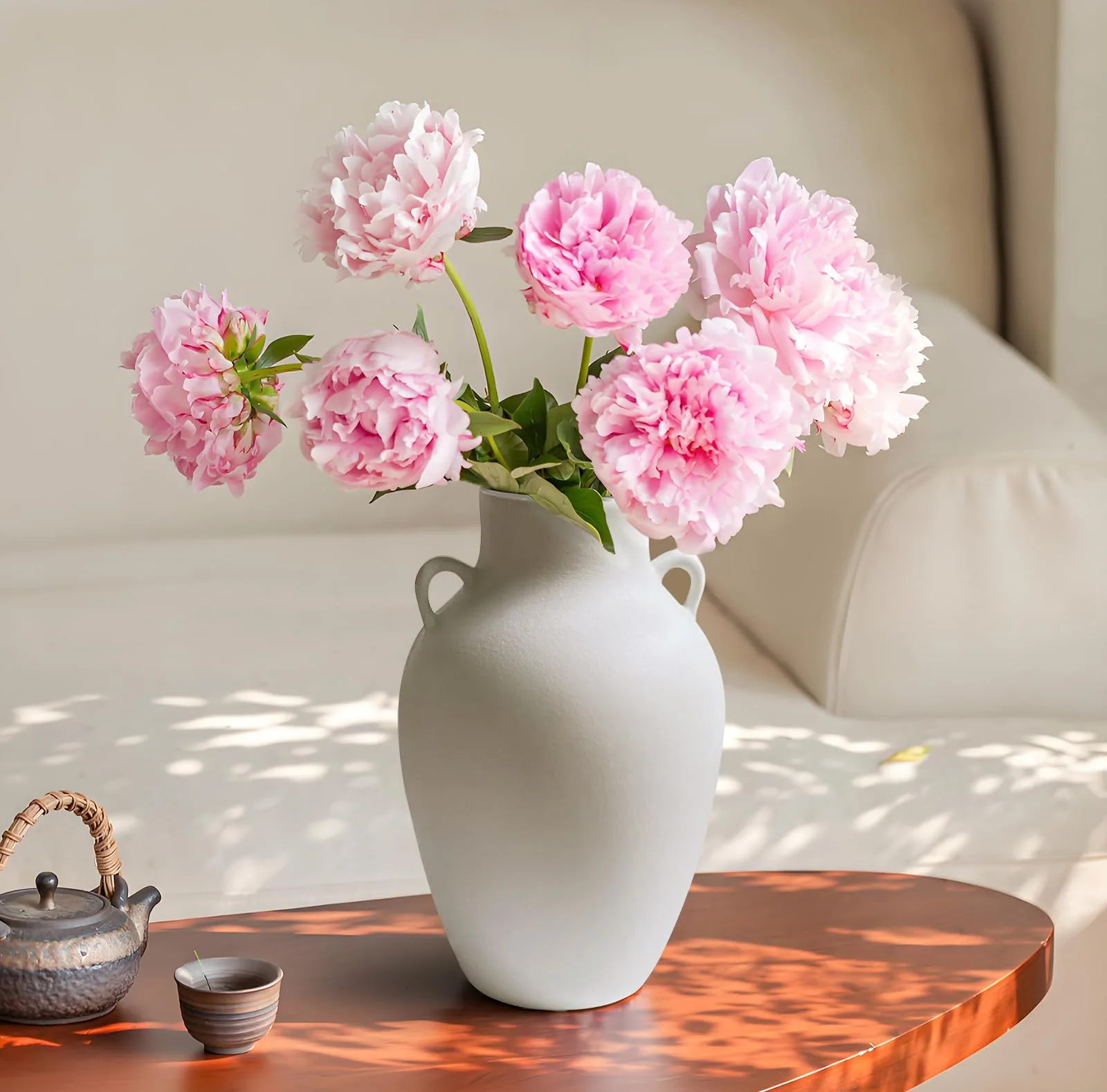 Matte White Ceramic Pitcher Vase