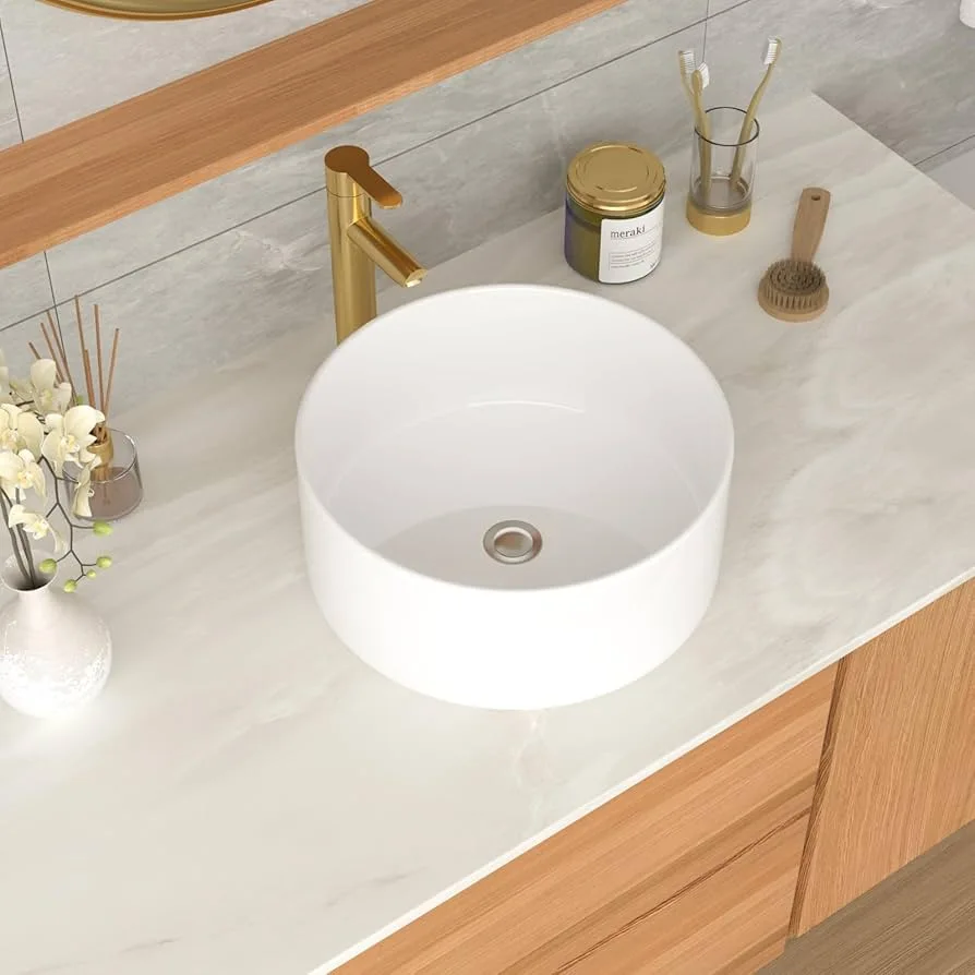 Round White Ceramic Vessel Sink