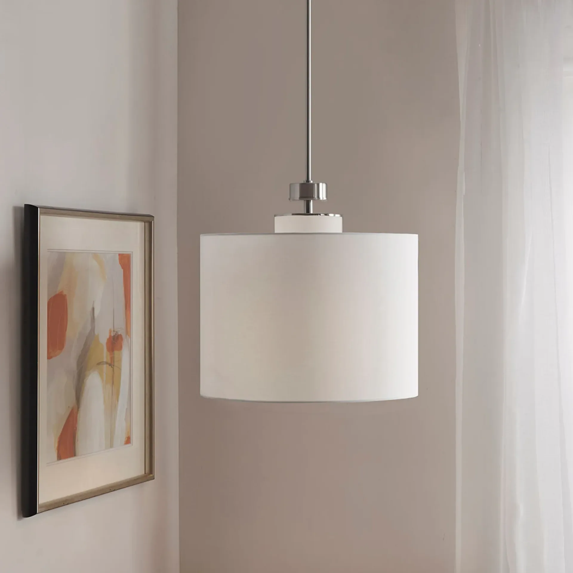 Roomfitters White Linen Pendant Light
