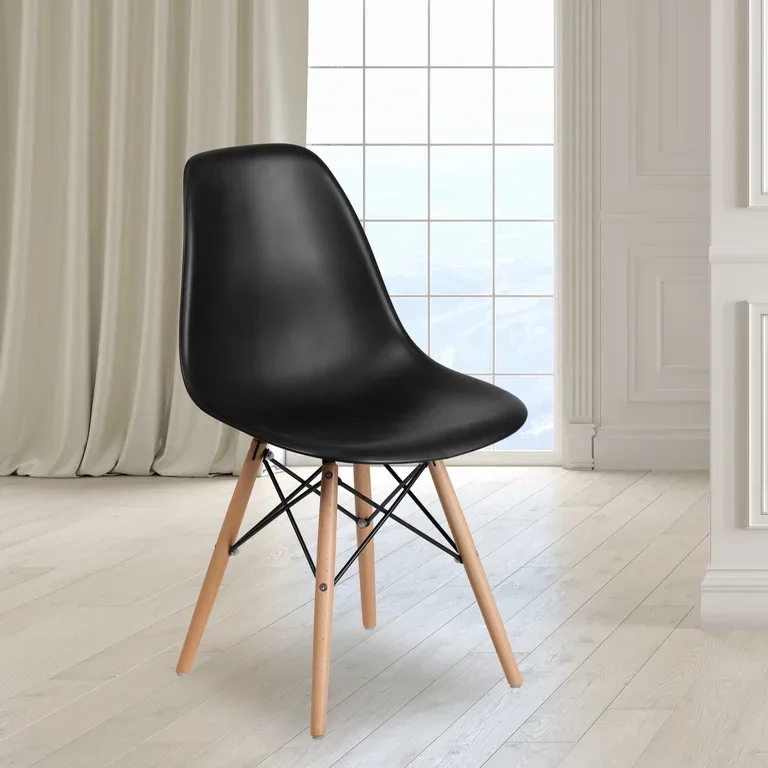 Black Molded Plastic Dining Chair