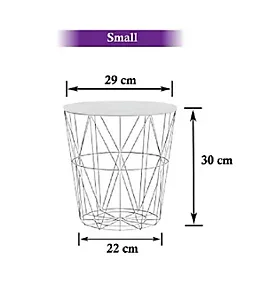 White Geometric Wire Basket Side Table