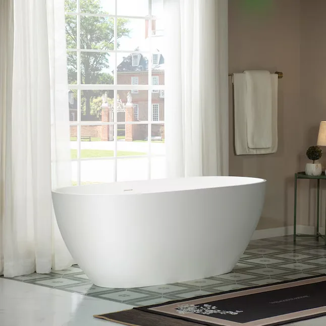 Woodbridge Matte White Oval Freestanding Bathtub