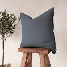 Solid Gray Linen Throw Pillow