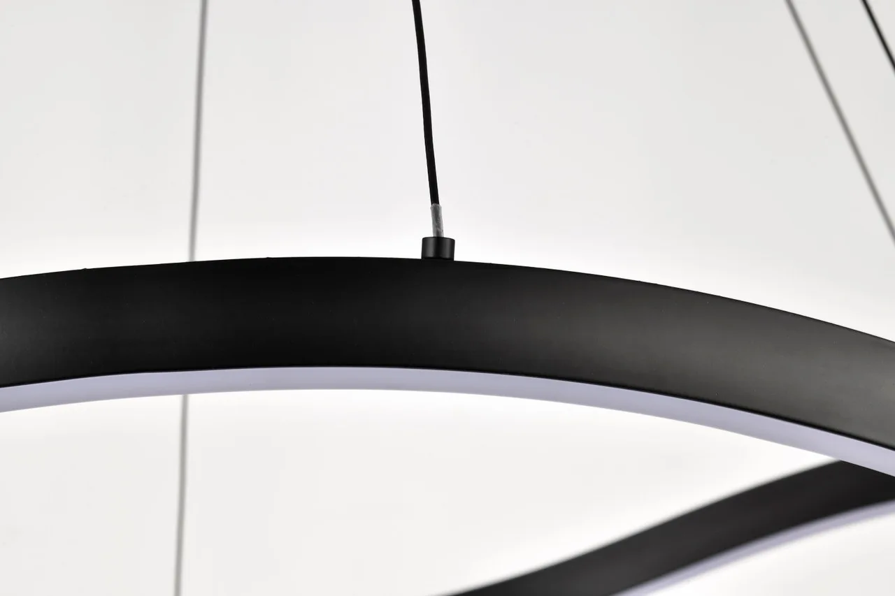 Matte Black Curved Linear Pendant Light