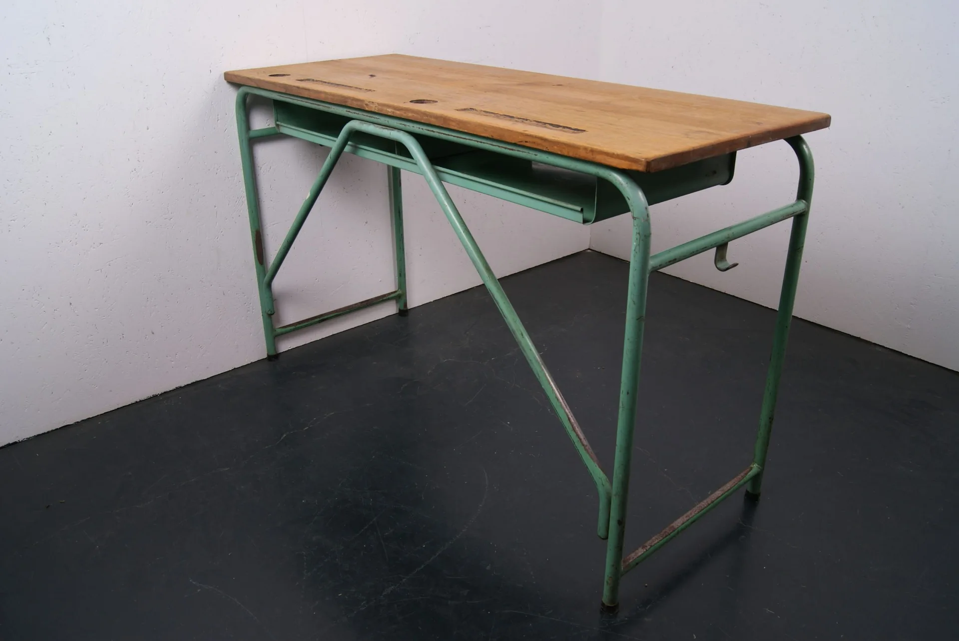 French Vintage Industrial School Desk