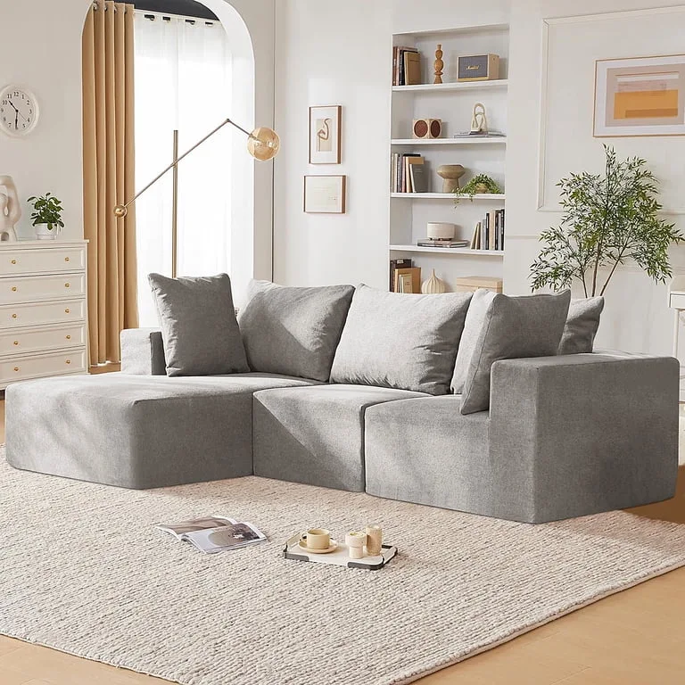 Modern Gray Fabric Modular Sofa