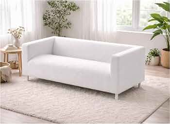 Klippan Modern White Fabric Sofa