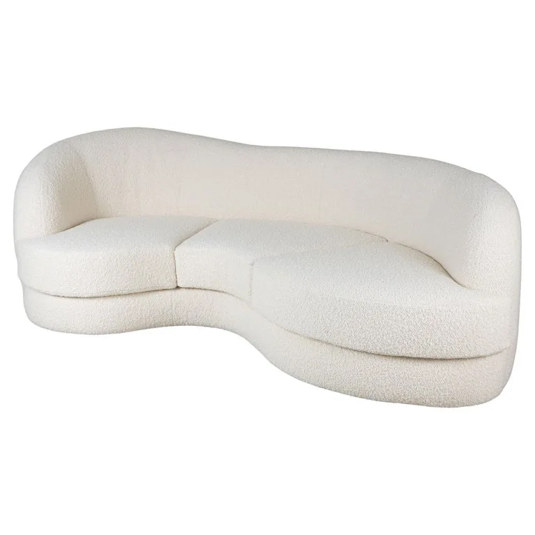 White Bouclé Curved Sofa