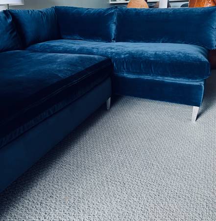 Decker Blue Velvet Sectional Sofa