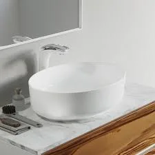 White Ceramic Oval Vessel Sink