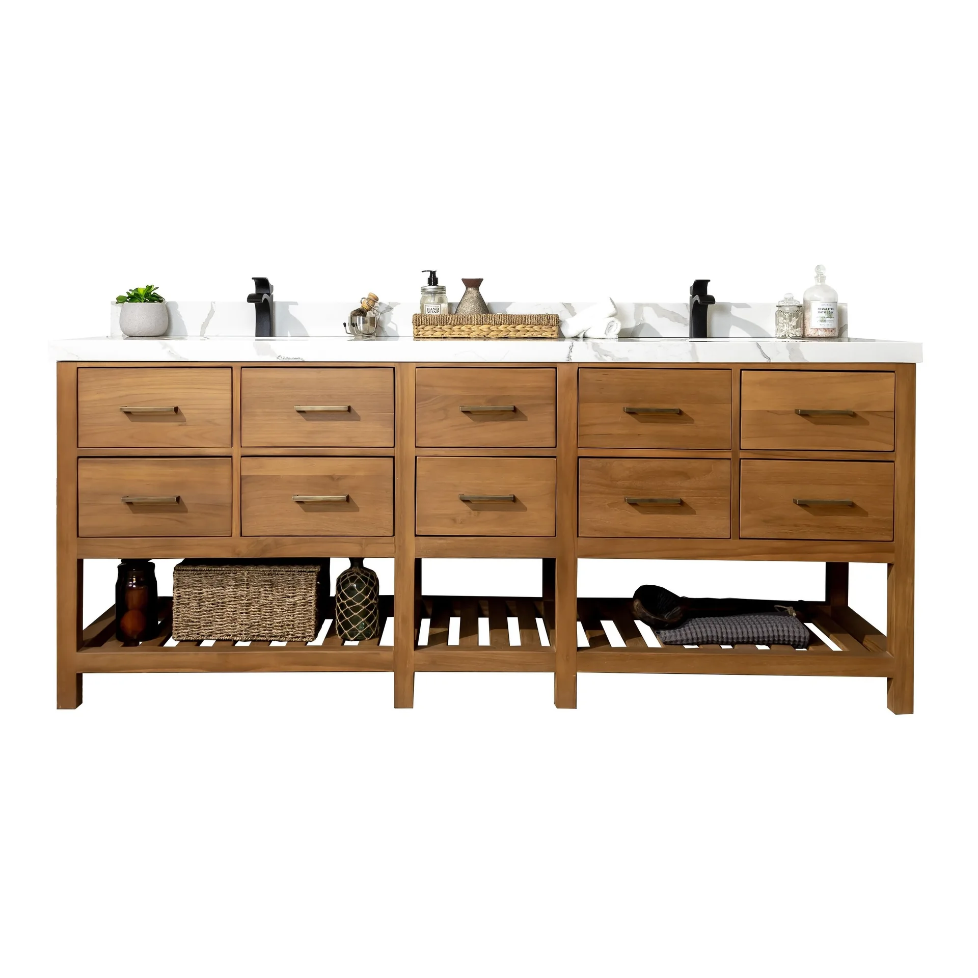 Natural Teak Double Bathroom Vanity