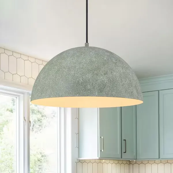 Gray Metal Dome Pendant Light