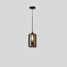 Cylindrical Gray Glass Pendant Light