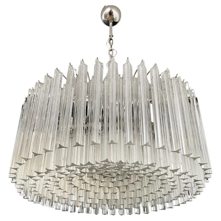 Triedri Murano Glass Tiered Crystal Prism Chandelier