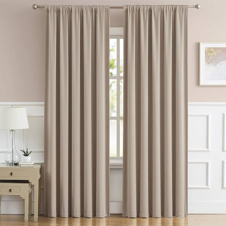 Solid Beige Curtain Panel