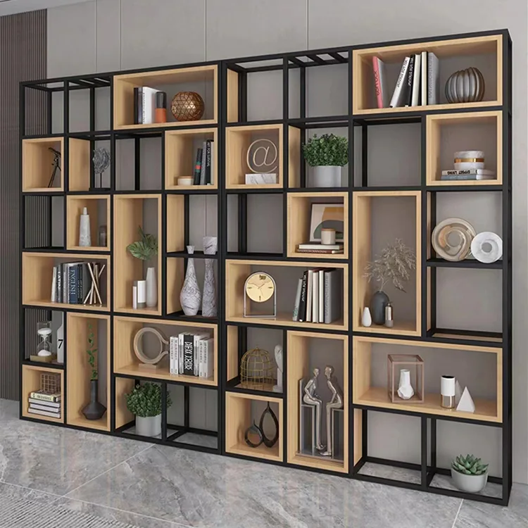 Industrial Modular Bookshelf with Iron Frame