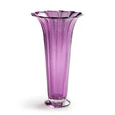Purple Ribbed Glass Vase
