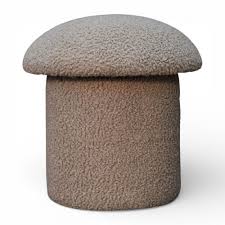 Brown Bouclé Mushroom Stool